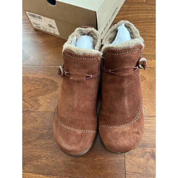 Clarks Women's Roseville Aster Ankle Boot Fur Lined Mahogany Slip On NEW 7.5 N - Picture 7 of 9